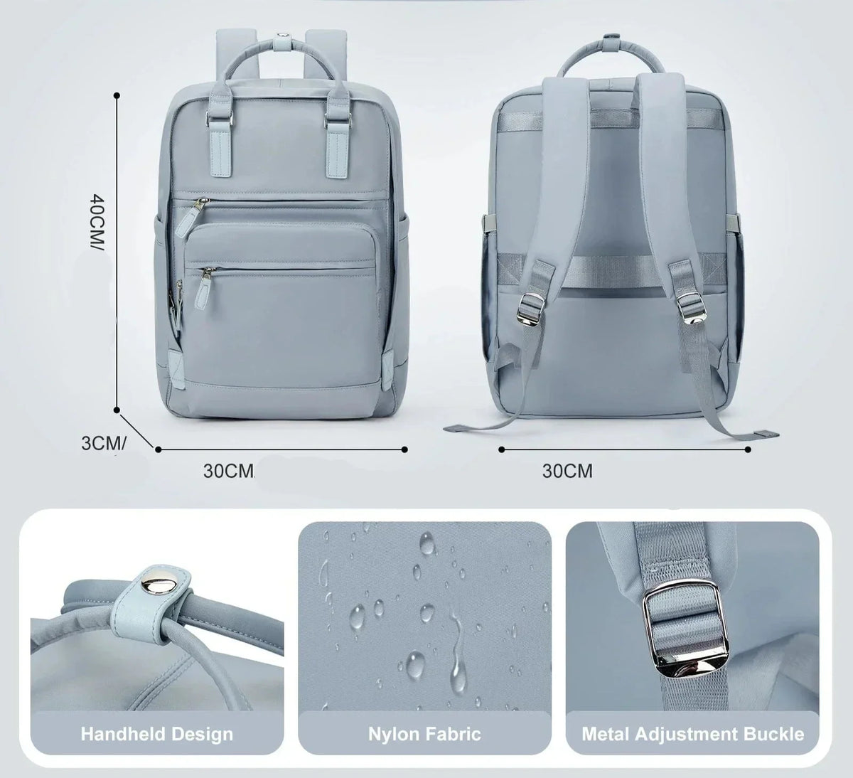 Sac à dos femme pour ordinateur 15,6 pouces, en nylon oxford