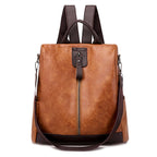 Sac à dos femme convertible en sac porté épaule, quatre coloris, caramel