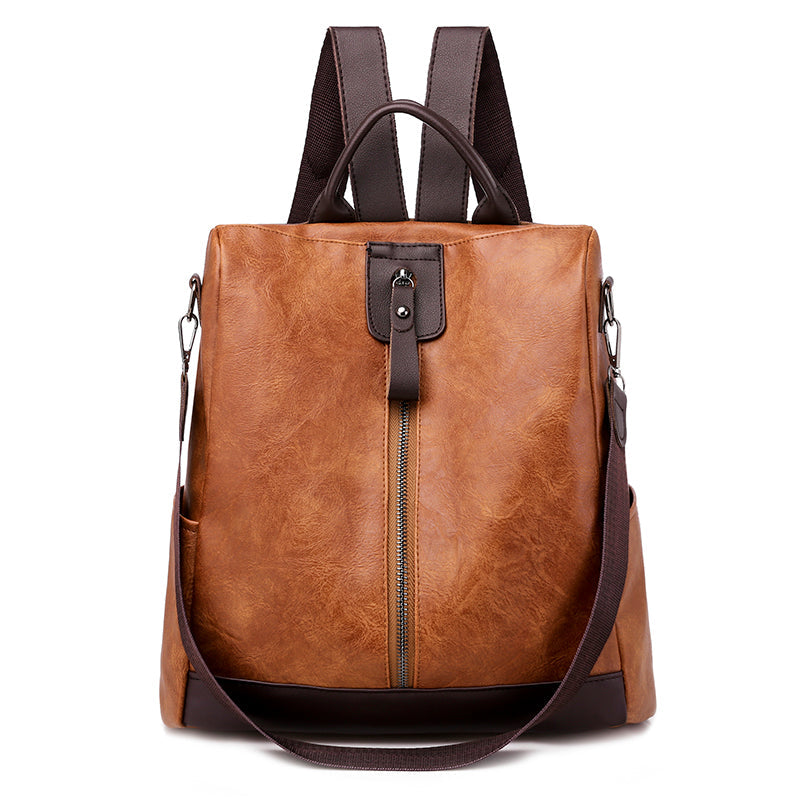Sac à dos femme convertible en sac porté épaule, quatre coloris, caramel