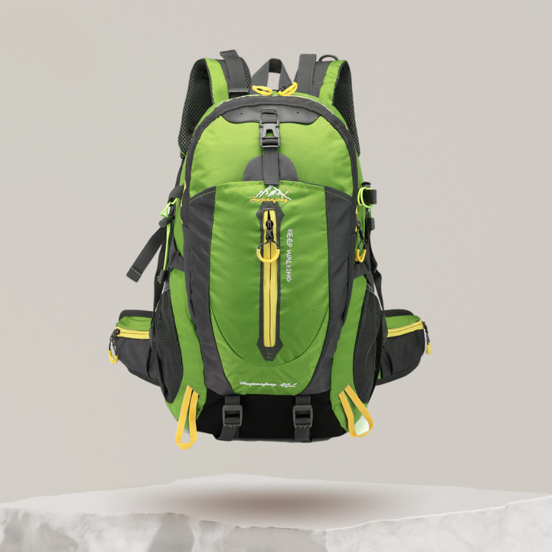 Sac à dos de randonnée 40 L résistant à l'eau, dos rembourré, vert