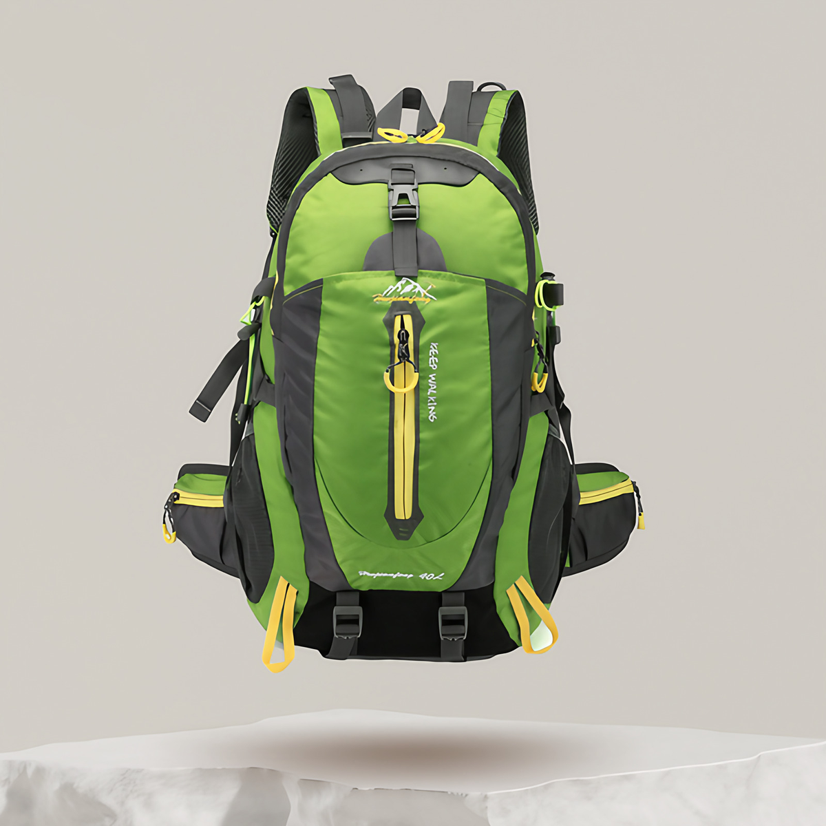 Sac à dos de randonnée 40 L résistant à l'eau, dos rembourré, vert
