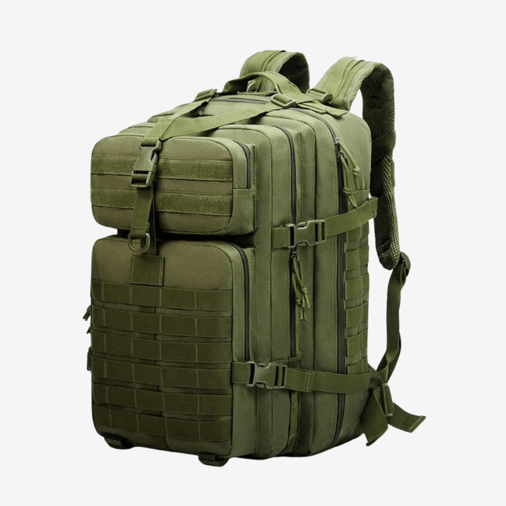 Sac à dos imperméable 50 litres en nylon, trois compartiments, vert