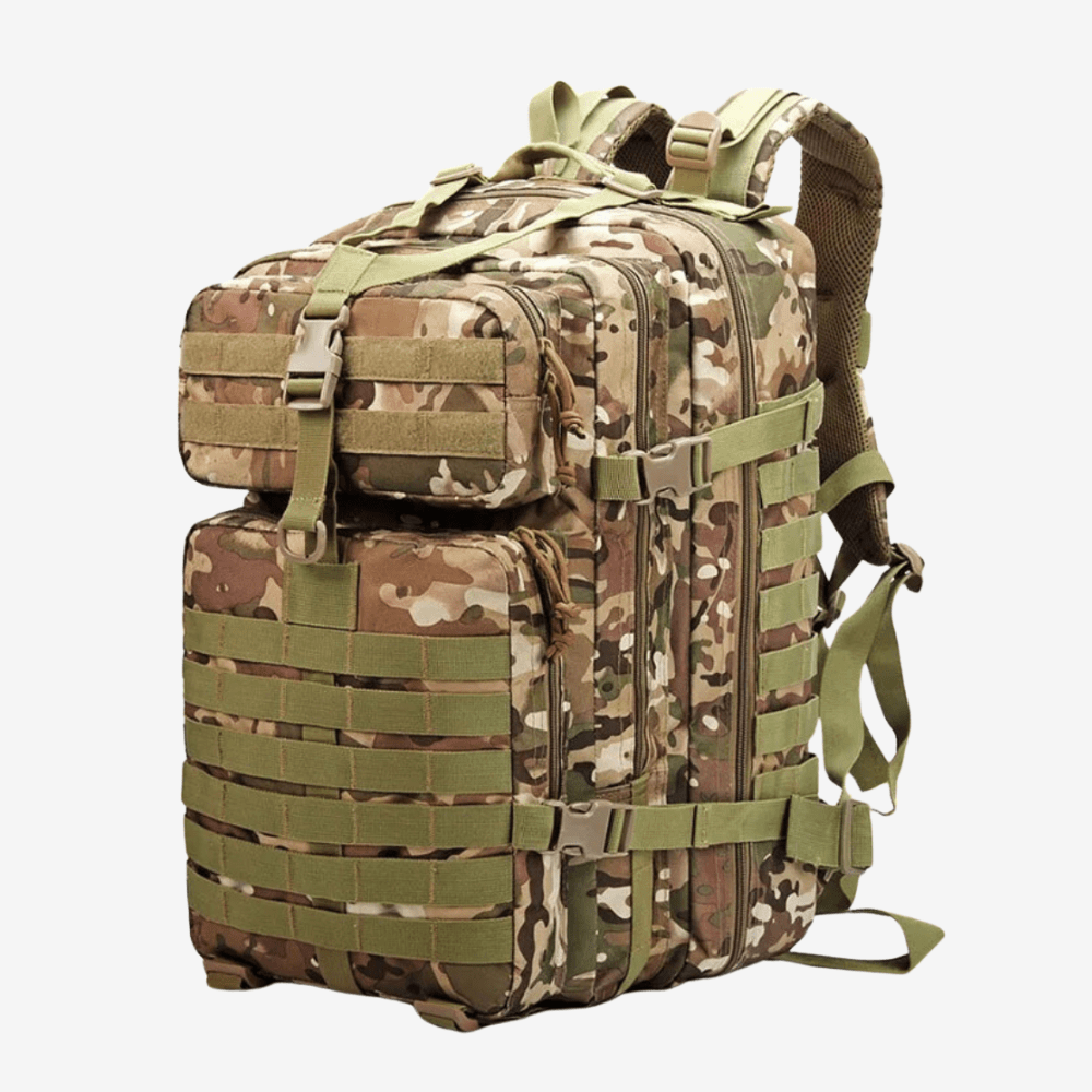 Sac à dos imperméable 50 litres en nylon, trois compartiments, camouflage 1