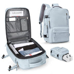 Sac à dos imperméable pour ordinateur 14 pouces, port USB, bleu