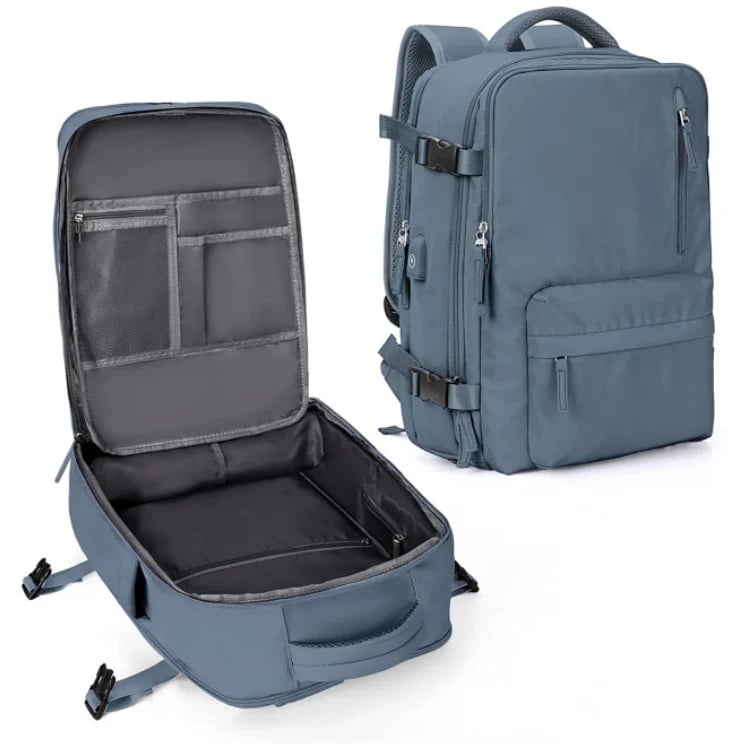 Sac à dos imperméable pour ordinateur 14 pouces, port USB, bleu marine