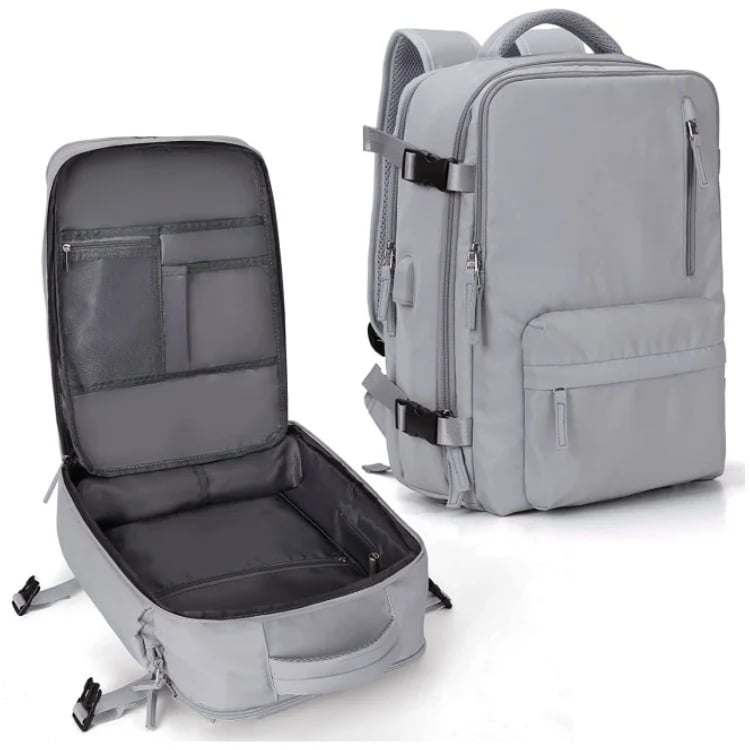 Sac à dos imperméable pour ordinateur 14 pouces, port USB, gris
