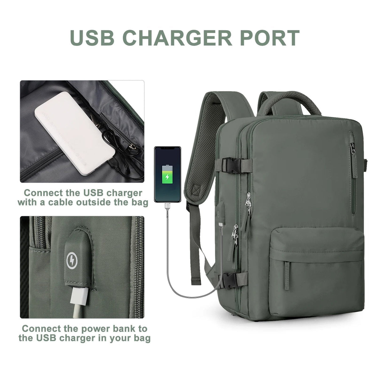 Sac à dos imperméable pour ordinateur 14 pouces, port USB