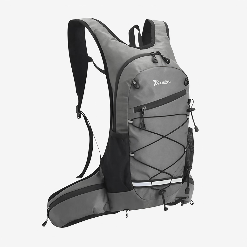 Sac à dos léger 15 litres pour randonnée et vélo, dos aéré, gris