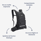 Sac à dos léger 15 litres pour randonnée et vélo, dos aéré