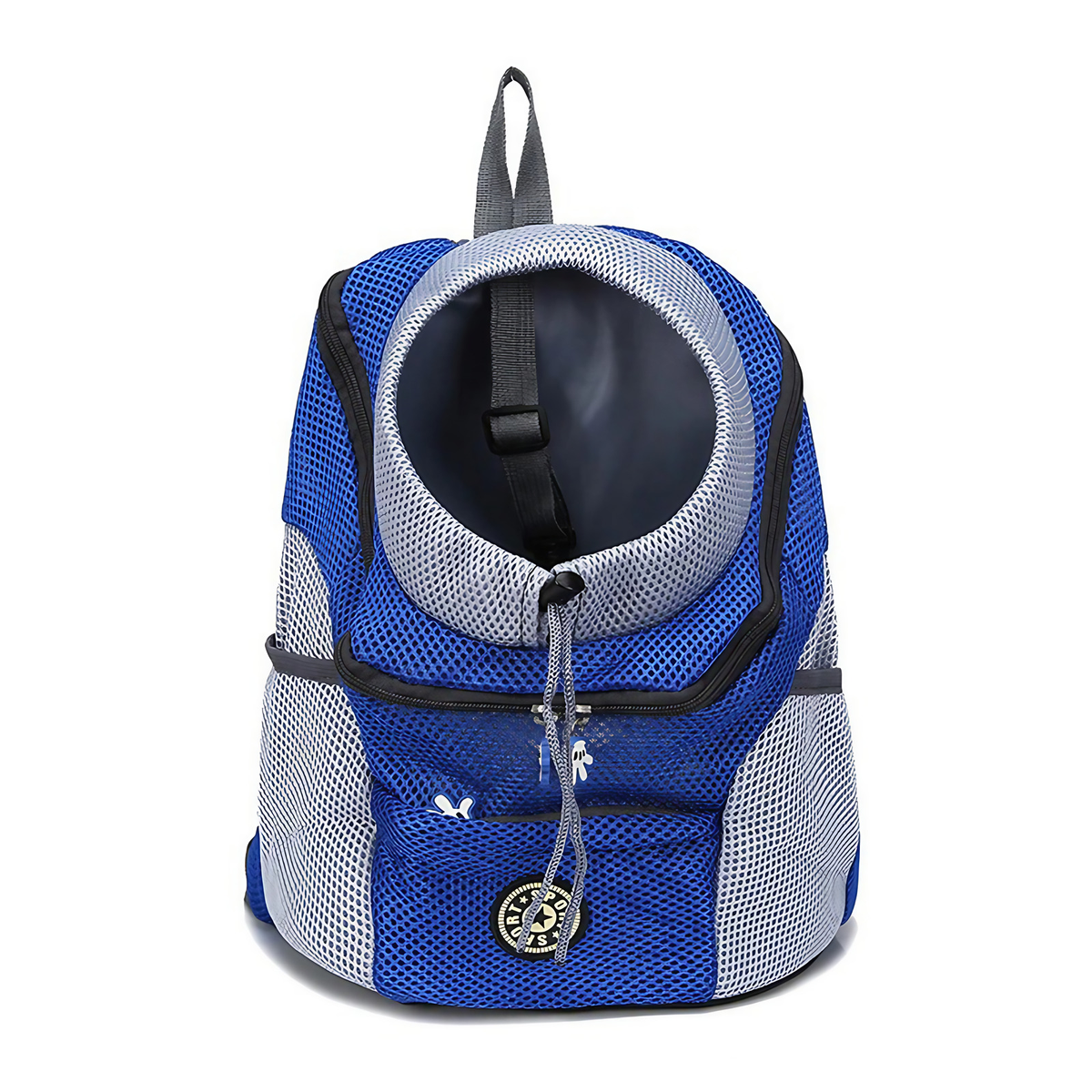 Sac de transport pour chat ou petit chien, porté dos ou ventre, bleu