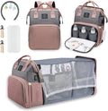 Sac à langer 3 en 1, sac à dos transformable en lit nomade, rose