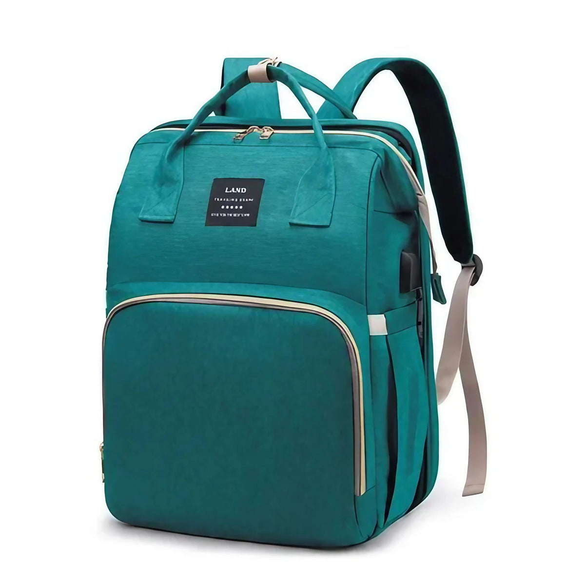 Sac à langer 3 en 1, sac à dos transformable en lit nomade, vert
