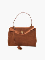 Sac à main femme à fermeture dorée, bandoulière réglable, marron clair