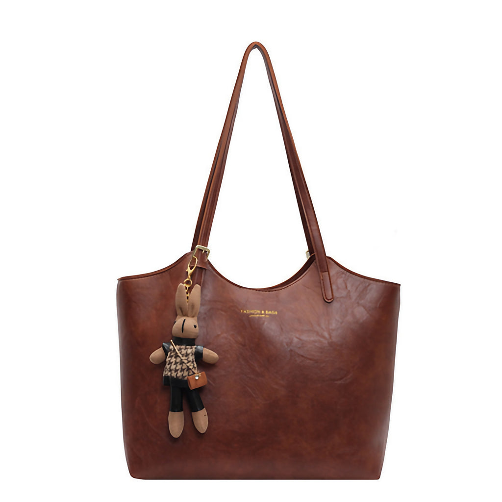 Sac à main femme zippé avec bijou de sac amovible, marron