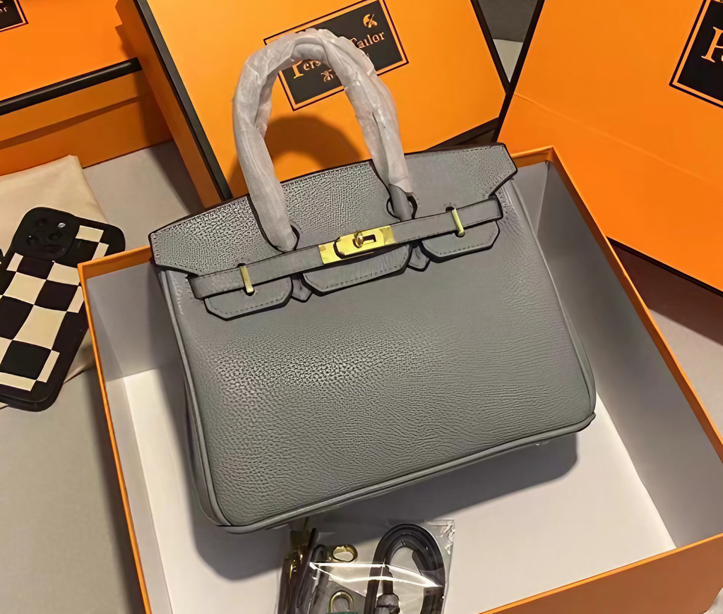 Sac à main femme à poignées, 25 ou 30 cm, sept coloris, gris