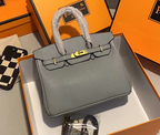 Sac à main femme à poignées, 25 ou 30 cm, sept coloris, gris
