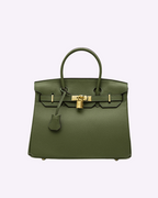 Sac à main femme à poignées, 25 ou 30 cm, sept coloris, vert olive