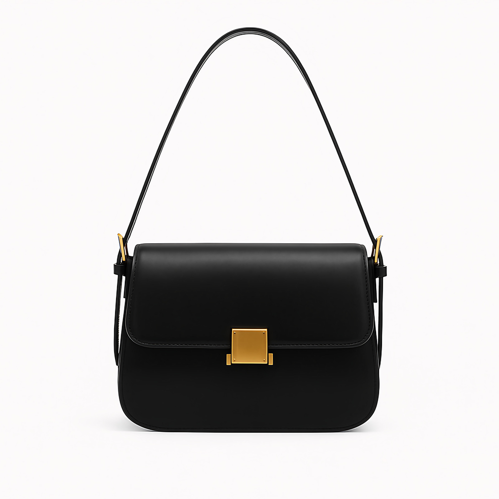 Sac à main femme à fermoir, bandoulière réglable amovible, noir