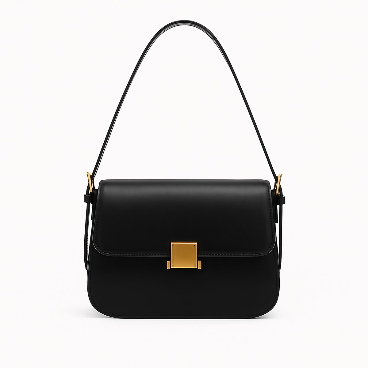Sac à main femme à fermoir, bandoulière réglable amovible, noir