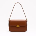 Sac à main femme à fermoir, bandoulière réglable amovible, marron