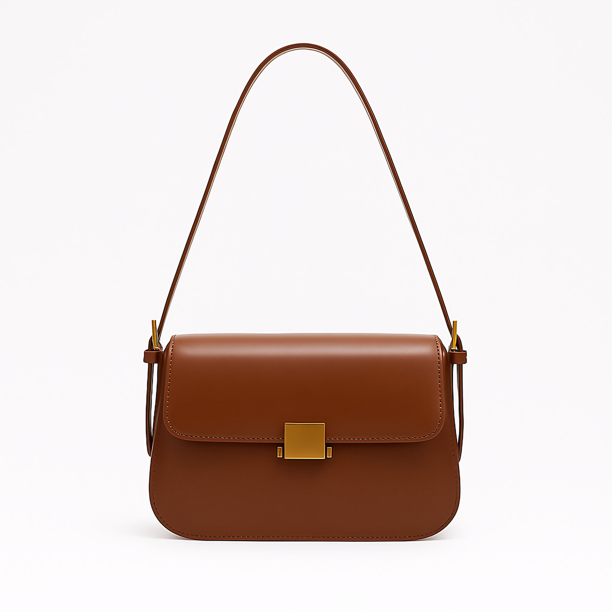 Sac à main femme à fermoir, bandoulière réglable amovible, marron
