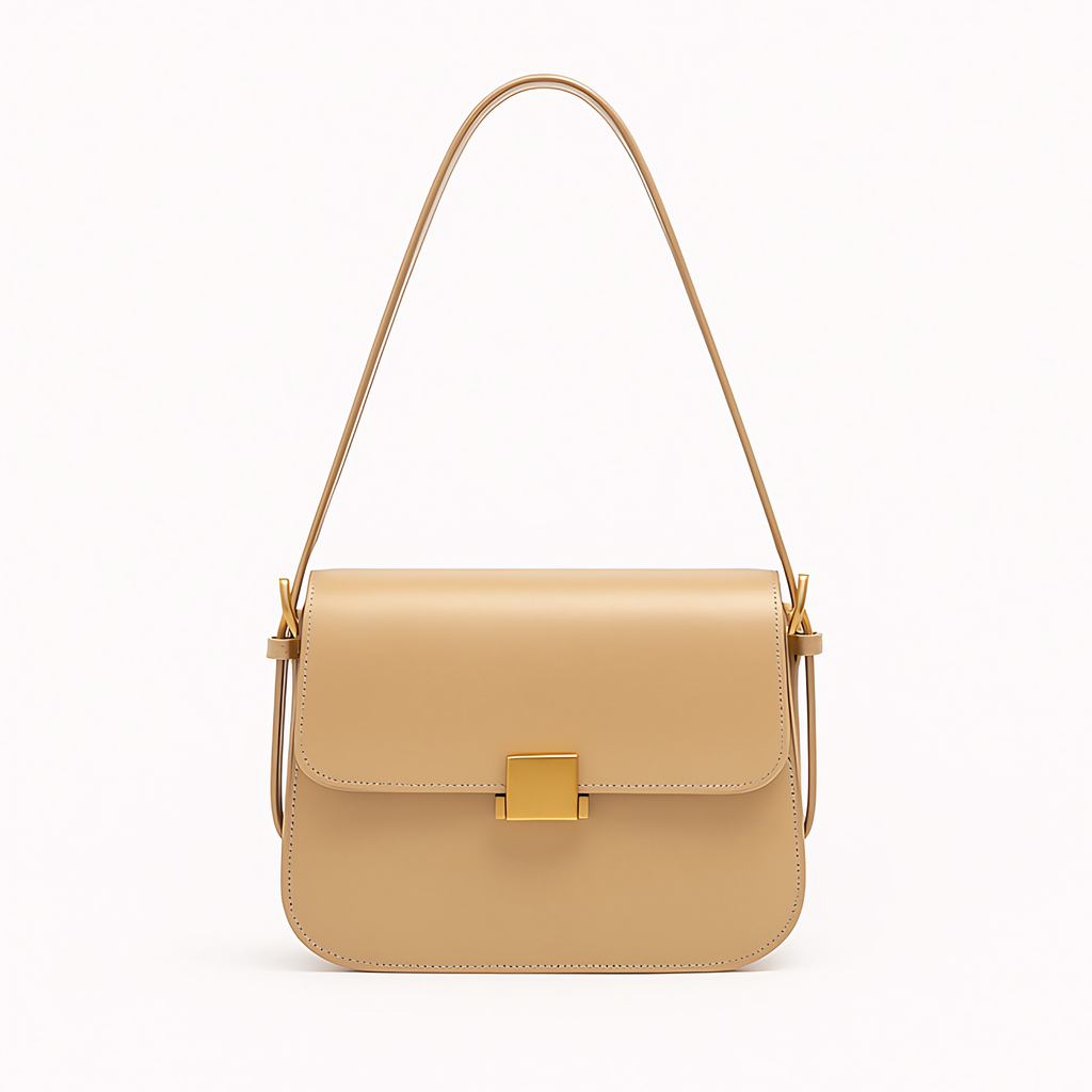 Sac à main femme à fermoir, bandoulière réglable amovible, beige