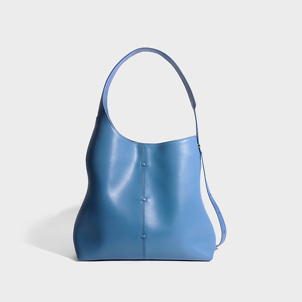 Sac à main femme 35 x 26 cm, poignée et bandoulière amovible, bleu foncé