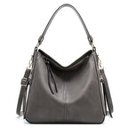 Sac hobo femme souple, 34 x 30 cm, six coloris, gris