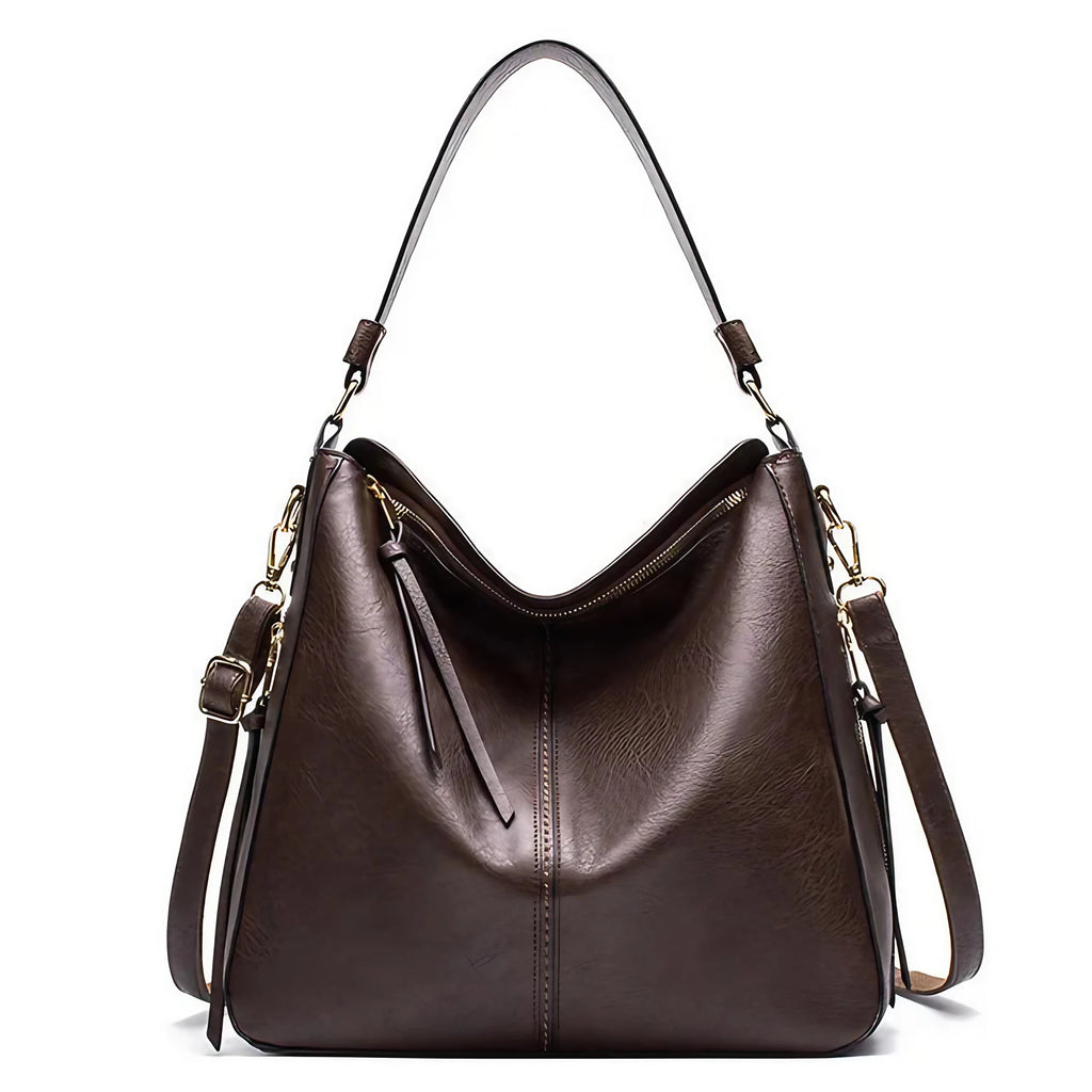 Sac hobo femme souple, 34 x 30 cm, six coloris, café