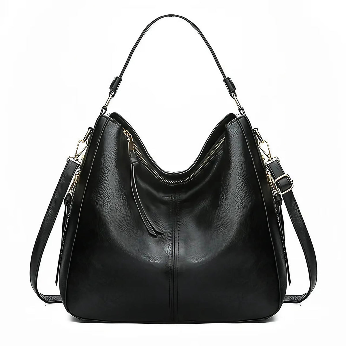Sac hobo femme souple, 34 x 30 cm, six coloris, noir