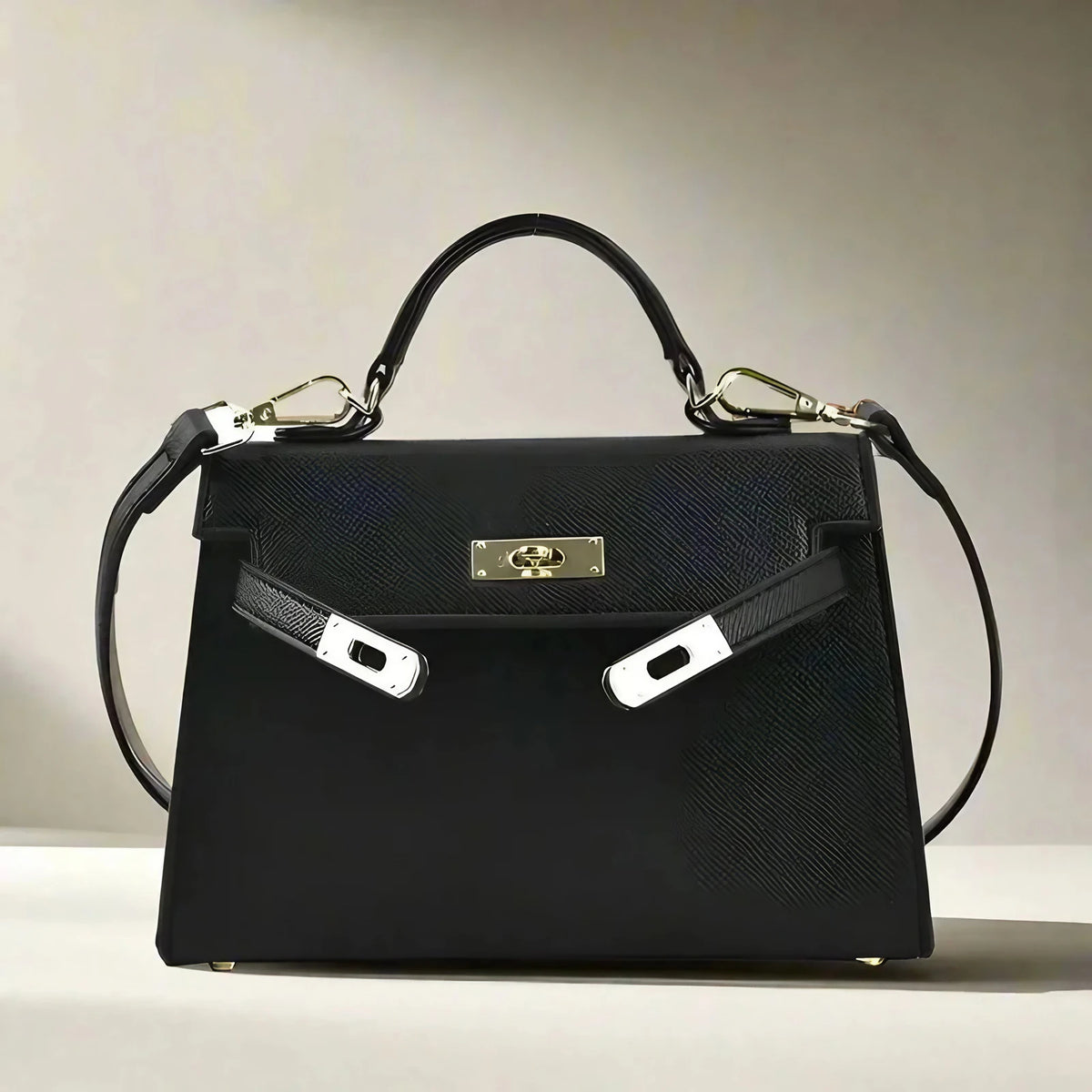 Sac à main femme à compartiments, porté main, épaule ou croisé, noir