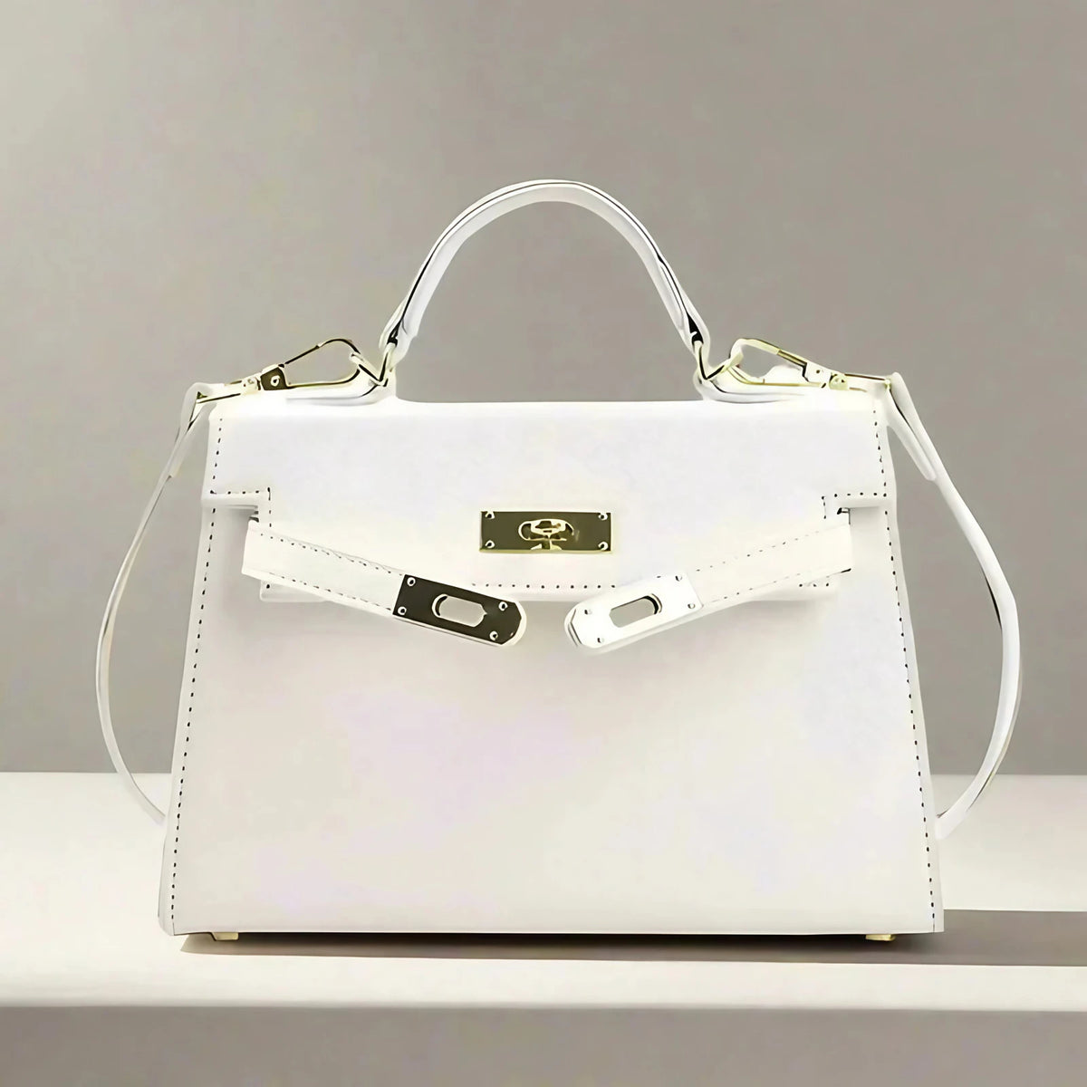 Sac à main femme à compartiments, porté main, épaule ou croisé, blanc