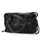 Sac à main noir format A4, bandoulière amovible, poches