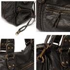 Sac à main noir format A4, bandoulière amovible, poches