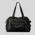 Sac rétro femme texturé 39 x 28 cm, anses longues, noir