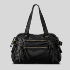 Sac rétro femme texturé 39 x 28 cm, anses longues, noir
