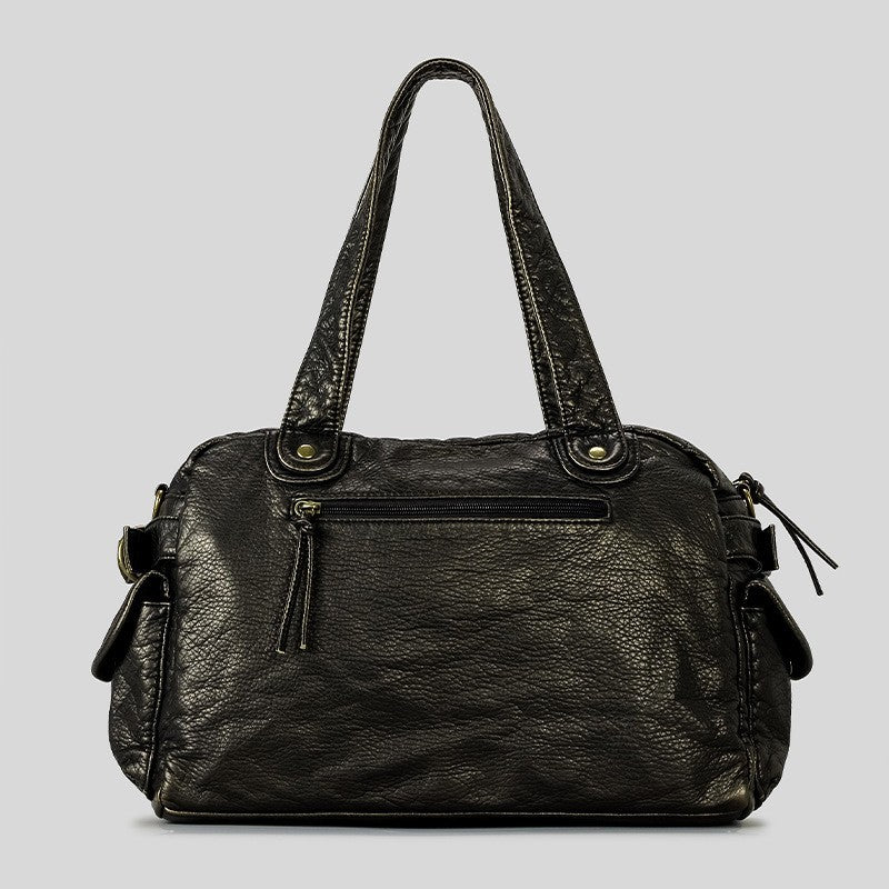 Sac rétro femme texturé 39 x 28 cm, anses longues