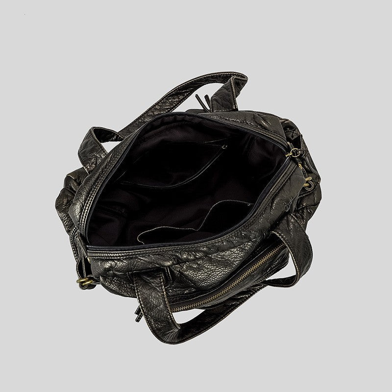 Sac rétro femme texturé 39 x 28 cm, anses longues