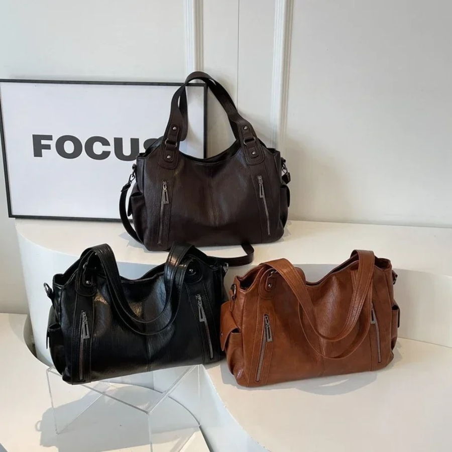 Sac bandoulière femme spacieux à poches, format ordinateur