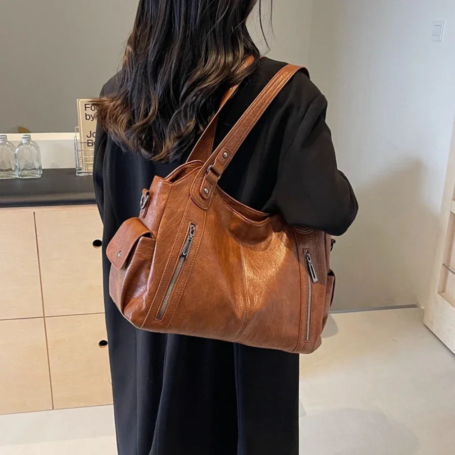 Sac bandoulière femme spacieux à poches, format ordinateur
