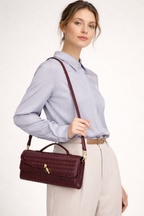 Sac baguette femme tressé à bandoulière réglable, huit coloris