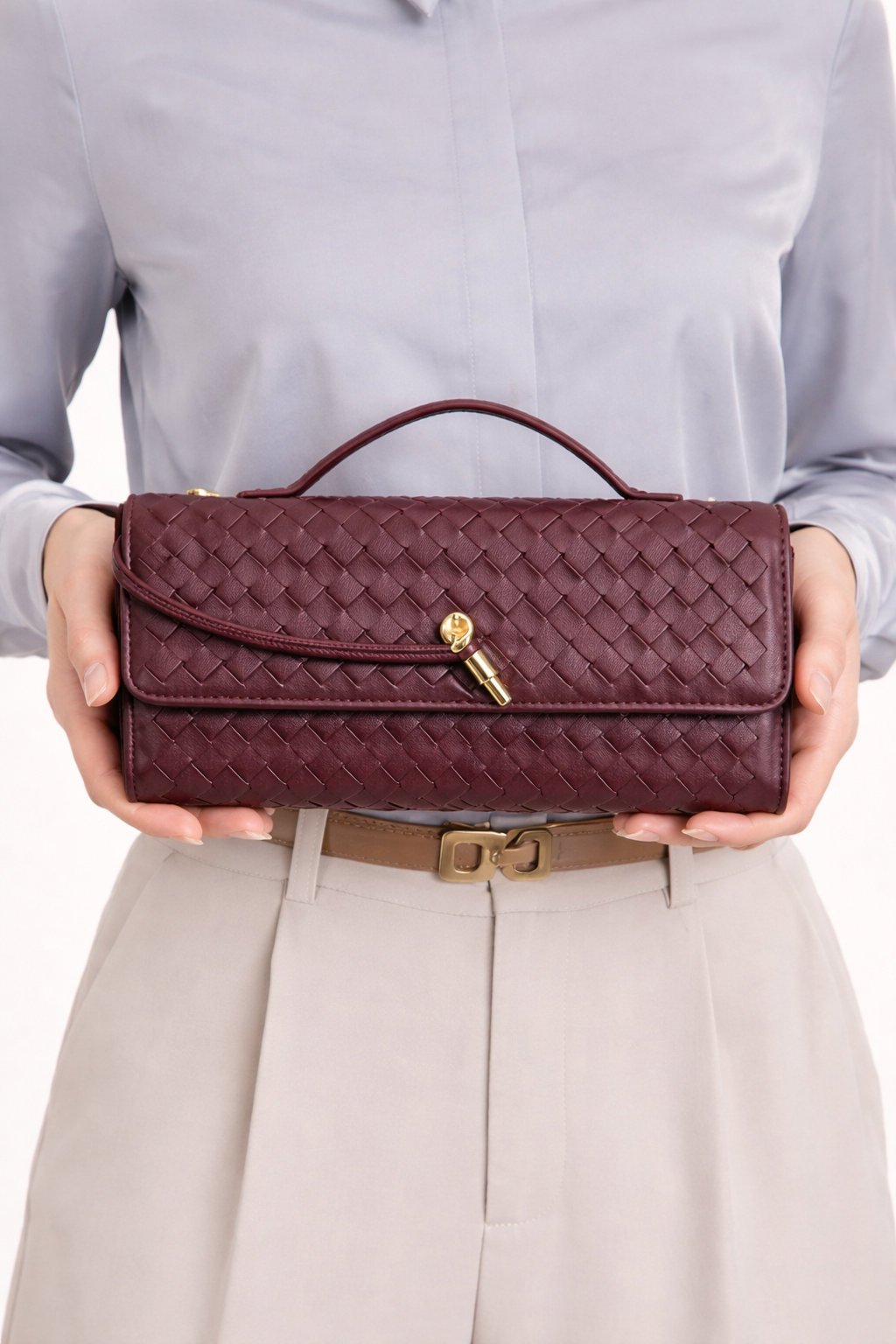 Sac baguette femme tressé à bandoulière réglable, huit coloris