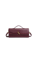 Sac baguette femme tressé à bandoulière réglable, huit coloris, rouge vin