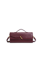 Sac baguette femme tressé à bandoulière réglable, huit coloris, rouge vin