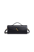 Sac baguette femme tressé à bandoulière réglable, huit coloris, noir