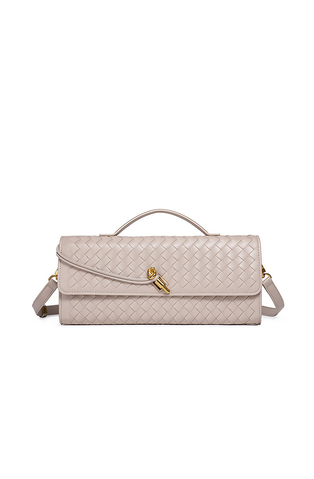 Sac baguette femme tressé à bandoulière réglable, huit coloris, beige