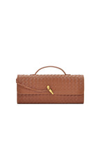 Sac baguette femme tressé à bandoulière réglable, huit coloris, café