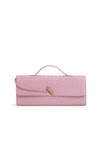 Sac baguette femme tressé à bandoulière réglable, huit coloris, rose