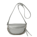 Sac banane femme argenté avec chaîne à maillons amovible, argenté