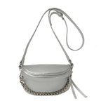 Sac banane femme argenté avec chaîne à maillons amovible, argenté